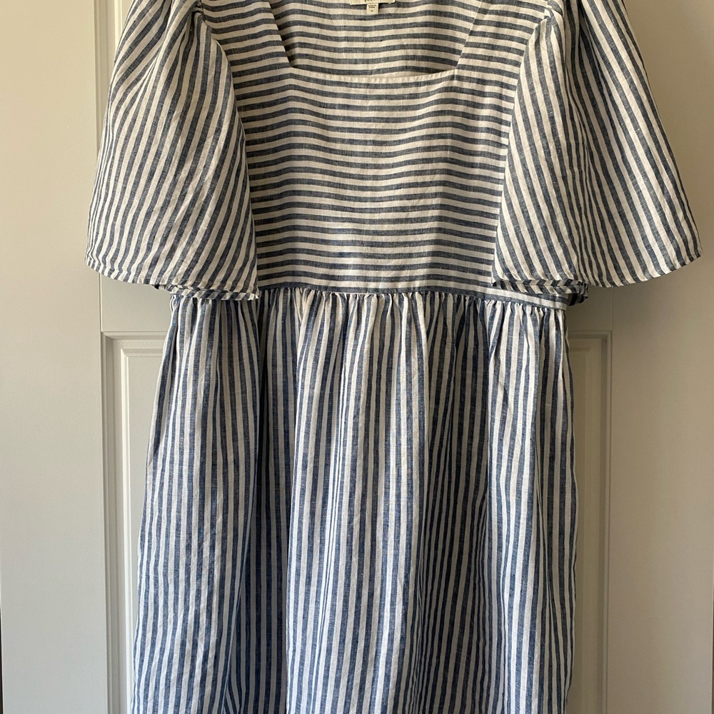 Joie Anjelica Striped Linen Smock Dress